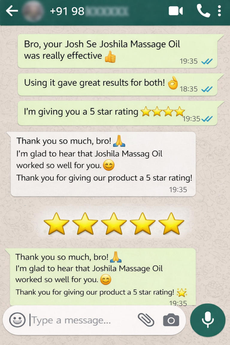 Five-star feedback on Joshila oil